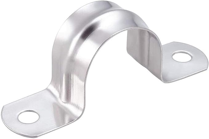 50 Pcs 1inch Rigid Pipe Strap,Two Hole Stainless Steel Strap U Bracket, Widened Tube Strap Tension Clip Assortment Kit Heavy Duty Pipe Clamp for Pipe Fixing（32mm）