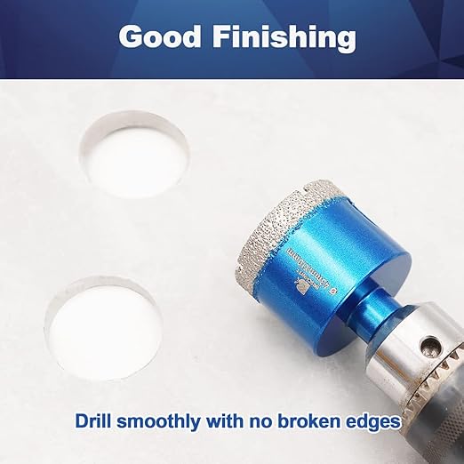 Dry Diamond Core Drill Bit Set,BRSCHNITT 2pcs/Pack 4/5 Inch (20mm) Diamond Hole Saw Core Drill Bit with Triangle Shank for Porcelain Tile Ceramic Stone Granite Marble