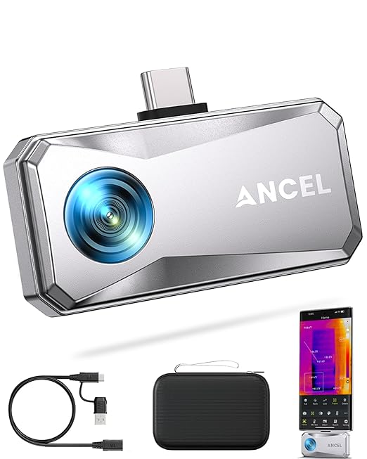 ANCEL IR101 Thermal Imaging Camera for Android (USB-C) Smartphones - 512x384 IR Resolution, 25Hz Frame Rate Infrared Camera, 0.24W Low-Power Accurate Thermal Imager for Home HVAC Plumbing Inspection