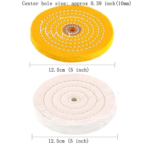 Luo ke 5 Inch Polishing Wheel for Bench Grinder - 2 Pcs Buffing Wheel (50 Ply), 10mm Arbor Hole Cotton Sanding Wheel