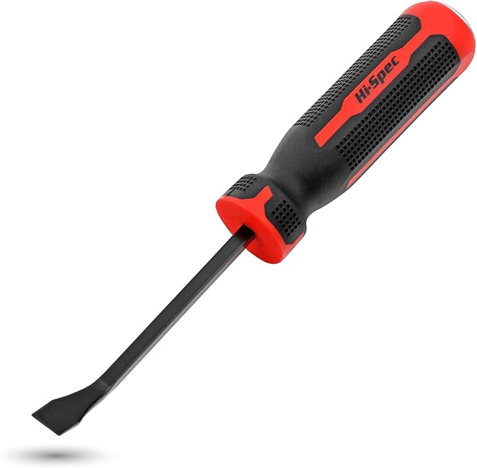 Hi-Spec 1pc Carbon Steel Pry Bar Set - 8" (0.6ft)/ 0.2m Size with Heavy Duty Striking Cap. Ergonomic Comfort Hold Handles for Home & Garage DIY Jobs