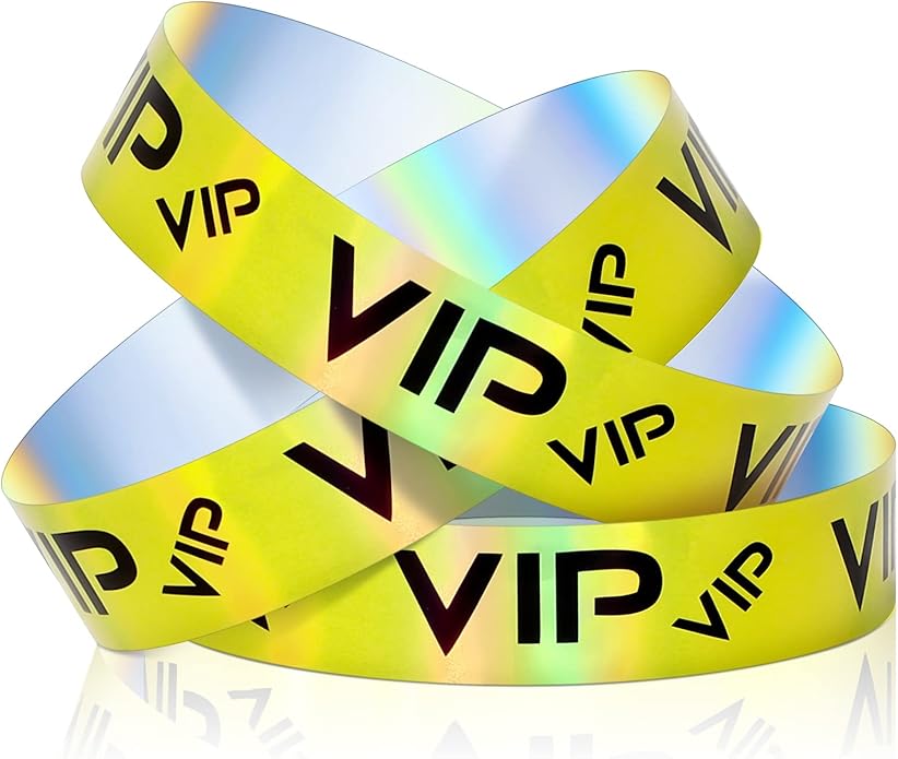 Teling 500 Pack VIP Plastic Wristbands Bracelets Party for Events VIP Custom Wristbands Plastic Bracelets Tear proof Waterproof Wrist Bands Arm Bands for Events Concerts