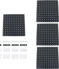 findmall 4Pack 12 x 12 Metal Black Wall Pegboard Panels Heavy Duty Peg Board for Tool Organizatio Garage Workbench Shed Craft Room kitchen Drawers