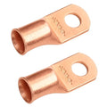 SELTERM 2pcs 2/0 AWG 3/8" Stud Copper Wire Lugs, Battery Lugs, Ring Terminals, Battery Cable Ends, 00 Gaug Ring Terminal Connectors, UL Heavy Duty Bare Copper Eyelets Battery Terminal Connectors