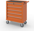 5-Drawer Rolling Tool Box, Metal Tool Chest with Wheels and Locking, Portable for Warehouse, Garage, Repair Shop, Workshop (Orange, 5-Drawer)