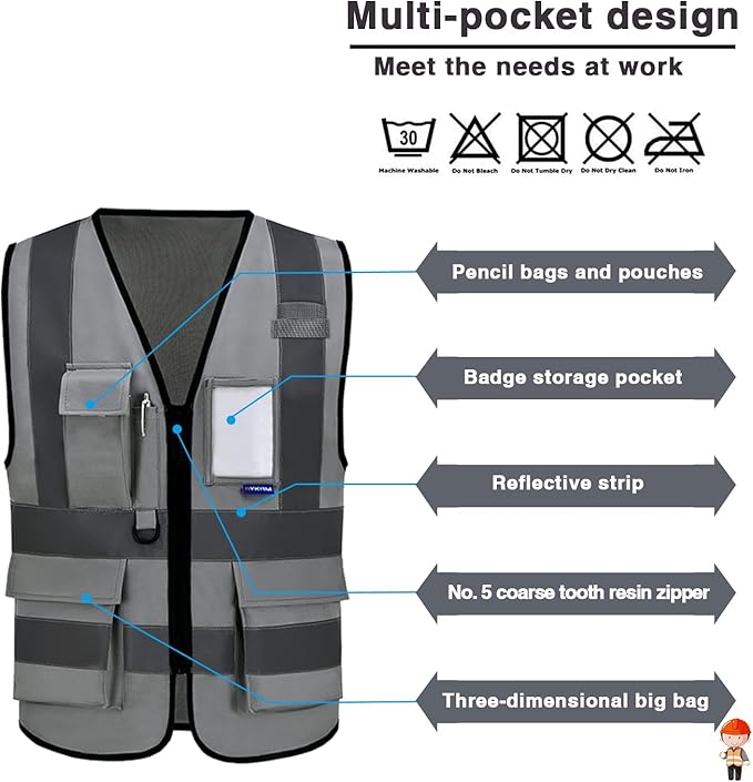 A-SAFETY XSmall grey manager vest work