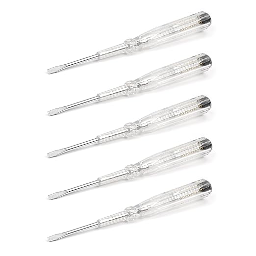 Fielect 15pcs Voltage Tester Voltage Detector Pen Circuit Tester Tool Steel Batch Slotted Test Pencil JRDB-865 AC/DC 100-500V Clear