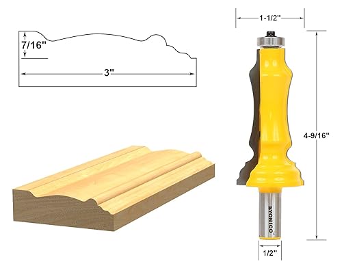 YONICO 16124 3-Inch Door & Window Casing Router Bit 1/2-Inch Shank