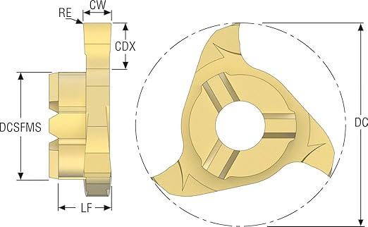 Seco Tools 03041923 (Pack of 2) Replaceable Head disc Mill R335.14-217300.12Z3-M03 F32M, 0.8543" Cutting Diameter, 0.1181" Cutting Width, 3 Cutting Teeth