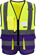 safety vest purple and yellow