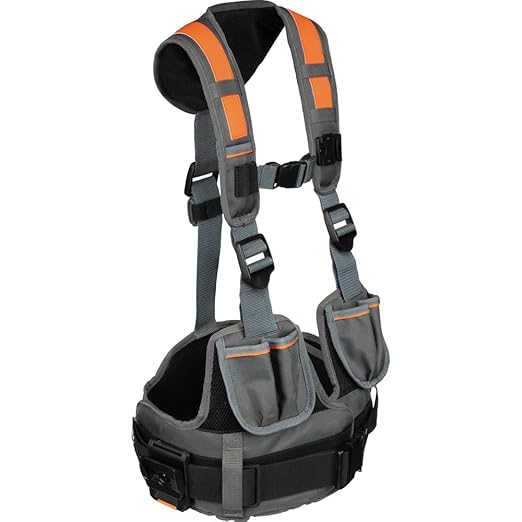 Klein Tools 55829MB Tool Vest with Tool Pouches, Fully Adjustable, Padded Support for Electricians, Carpenters, Construction