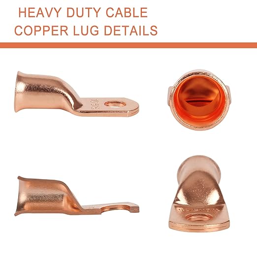 10pcs 1/0 AWG-5/16”(M8) Ring Terminals 0 Gauge Copper Wire Lugs Battery Cable Ends Heavy Duty Battery Cable Terminal Connectors