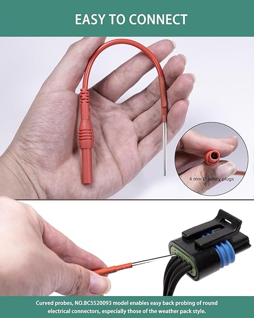 2 PCS Silicon Flexible Spoon Back Probes, Back Probe Pins Automotive Compatible with 4mm Banana Plug Test Leads