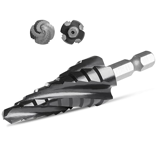 Cobalt M35 Step Drill Bit 1/4" to 3/4", TiAlN Coating 4 Spiral Flute Step Bit for Stainless Steel, Metal, Aluminum, Plastic
