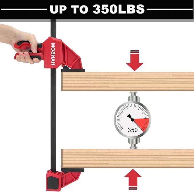 Upgraded 4-Pack 24 Inch Woodworking Clamps,Bar Clamps Heavy Duty 350LBS Throat Depth 3-1/3”,One-Handed Quick Grip/Spreader Wood Clamps Set with Quick Change Button