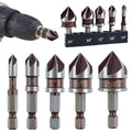 5PCS Countersink Drill Bit Set, 82 Degree HSS Counter Sink Drill Bit for Wood, Metal, Plastic, 1/4"-3/4" with 1/4" Hex Shank Countersink Bit Set