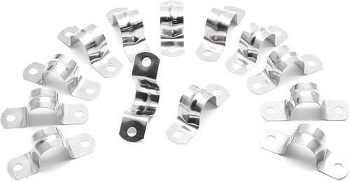 20Pcs 3/4 Inch Stainless Steel Conduit Clamps, Two Hole Strap U Bracket Rigid Pipe Strap Metal U Clamp Conduit Strap Tension Clips U-tube Clamp Heavy Duty