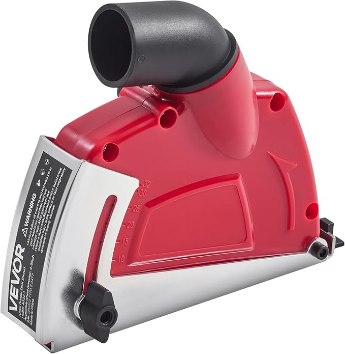 VEVOR Cutting Dust Shroud for Angle Grinders, Universal 4-5 in Angle Grinder Dust Shroud with 6 Clamping Washers, Adjustable Cutting Depth, Connect to Vacuum Cleaner, for Wood Concrete Wall Stone