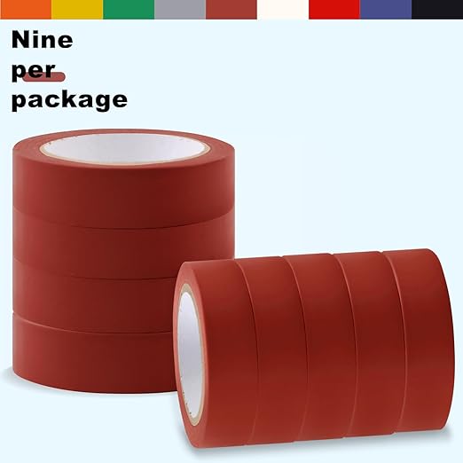 Romeda 9 Pack Electrical Tapes, Electrical Tape Water, Sun, and Oil Resistant, Electrical Tape is Suitable for Most Domestic, Commercial, and Industrial environments - Brown