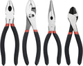4 Pack Precision Basics Pliers Set-8'' Slip Joint, Long Needle Nose Pliers, Lineman, And 7''Diagonal Pliers for DIY, Construction, Machinery, Home Maintenance and Garden Projects