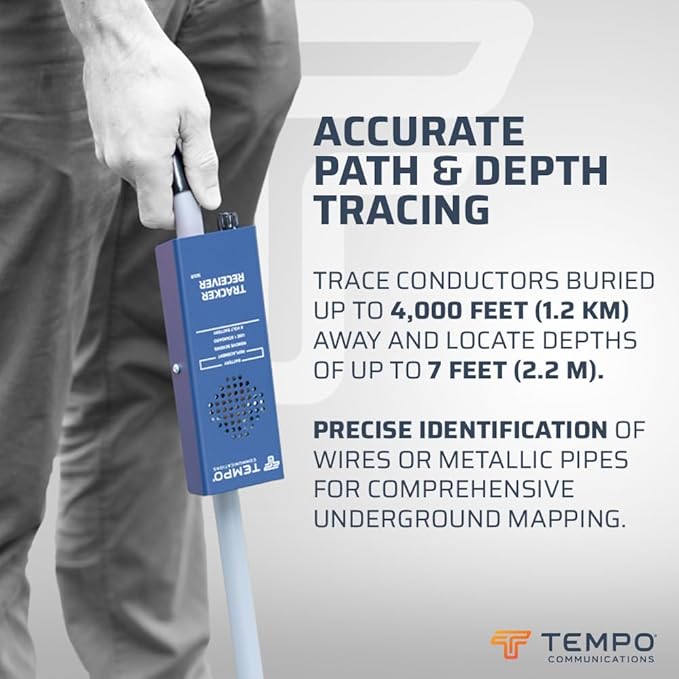 TEMPO Communications 501 Tracker II Underground Wire Locator, Buried Wire Locator, Underground Wire Tracer, Locate Wires 7 Ft Deep