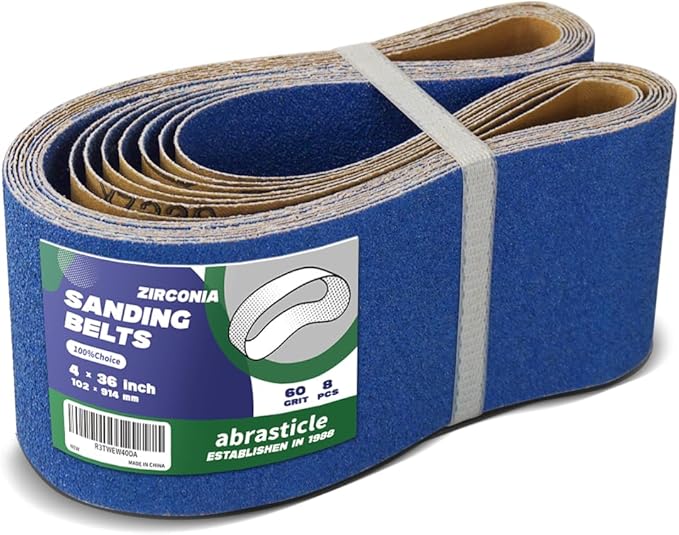 4" x 36" Zirconia Sanding Belts for Metal - 4 x 36 Inch Zirconia Metal Grinding Sand Paper, 8 PCS 60 Grits, Perfect for Knife Blade Sharpening, Metal Polishing, Derusting, Woodworking