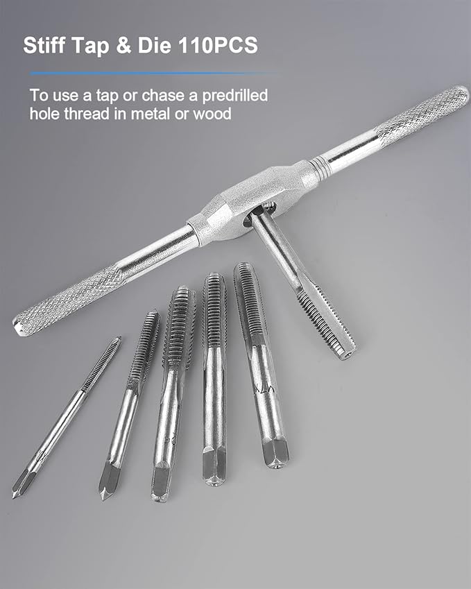 110 PCS Metric Tap and Die Set, Metric Threads M2-M18 Rethreading Kit for Making Screw Threads for Cutting External and Internal Thread Threading with Storage Case