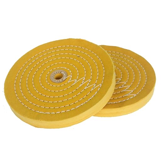 𝐋𝐮𝐨 𝐤𝐞 2 Pcs 6'' Extra Thick Cotton Buffing Wheel - 55 Ply Spiral Sewn Muslin Cotton Polishing Wheel with 1/2'' Arbor Hole for Bench Grinder Table Grinder (Yellow)