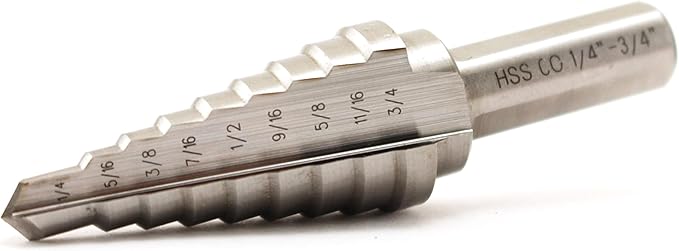 TEMO M35 Cobalt Double Flute Step Drill, 9 Size 1/4 Inch To 3/4 Inch, 3/8 Inch Shank