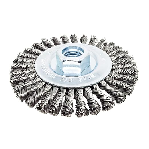 Benchmark Abrasives 4" x 3/16" Stringer Bead Wire Wheel with 5/8"-11 Thread, for Weld Cleaning, Weld Spatter Removal, Stripping, Deburring, Use with Angle Grinders - (4" x 3/16", Carbon)