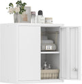 GREATMEET 27.95" H Metal Garage Storage Cabinets, Locking Storage Cabinet, Wall Mount Cabinet for Kitchen, Dining Room, White
