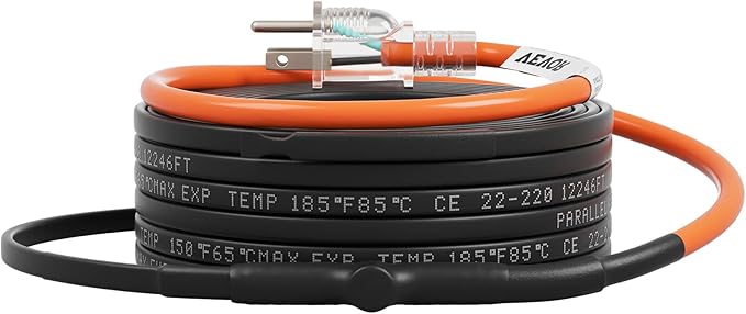 VEVOR Self-Regulating Pipe Heating Cable, 60-feet 5W/ft Heat Tape for Pipes Freeze Protection, Protects PVC Hose, Metal and Plastic Pipe from Freezing, 120V