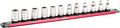 ARES 60169 – 3/8-Inch Drive 15.5-Inch Red Twist Lock Magnetic Socket Rail - Store up to 12 Metric or SAE Sockets and Keep Your Tool Box Organized – Magnetic Base for Easy Socket Organization