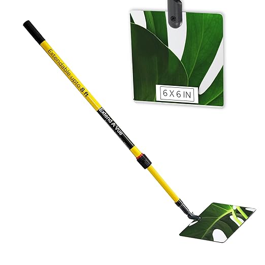 Telescoping Inspection Mirror - Standard Fiberglass, Lightweight & Durable, 4 ft - 8 ft Pole, 6 x 6 inch Acrylic Mirror
