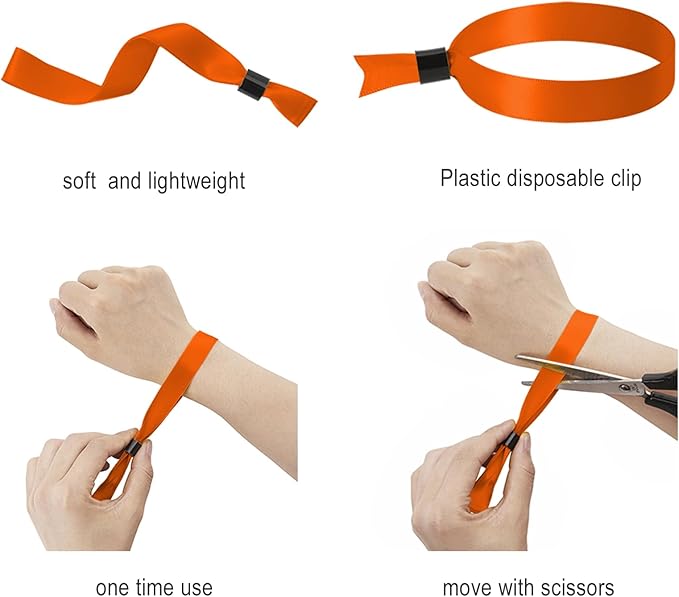100 Pack Wrist Bands|Orange Wristbands for Events|Wristbands for Concerts Festival Admission Party|13.78” x 0.59”