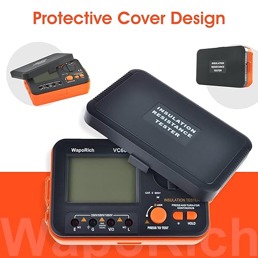 Megohmmeter Insulation Resistance Tester, 1999 Counts Megaohm Meter 200MΩ~2K Megohm Megger with DC250/500/1000V AC750V Testing Voltage, Digital Multimeter Measure with Data Hold Backlit