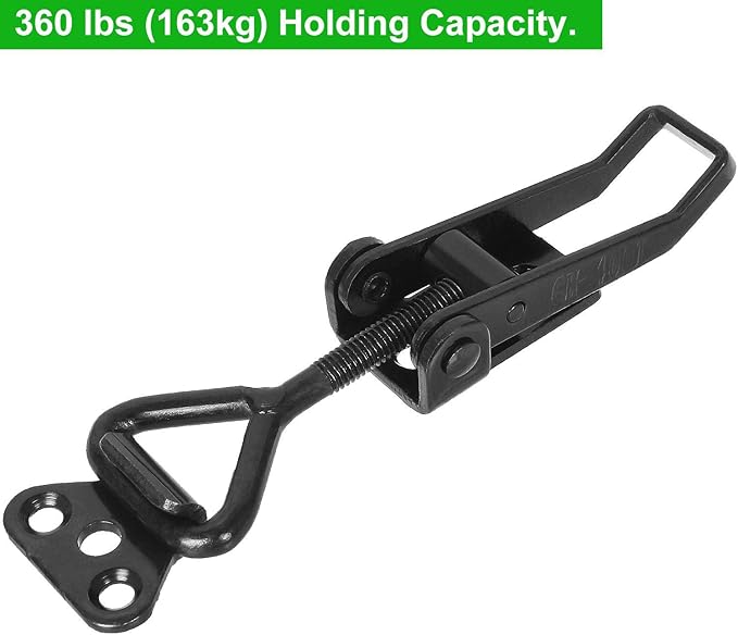 8PCS Adjustable Toggle Clamp 360 lbs Holding Capacity Toggle Latch Hasp Clamp GH-4001 Lockable Quick Release Pull Latch Black Metal Draw Latch for Door, Box Case Trunk, Smoker Door, Jig
