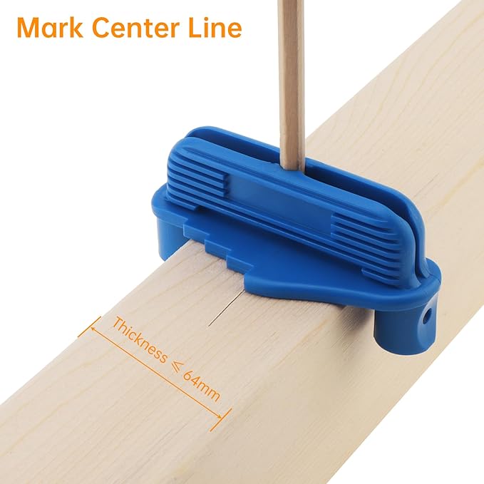Center Scriber, Multifunction Magnetic Center Finder Tool, Woodworking Offset Marking Gauge for Carpentry with Hexagonal Pencil, Pencil Sharpener, Magnetic Scriber (Blue)