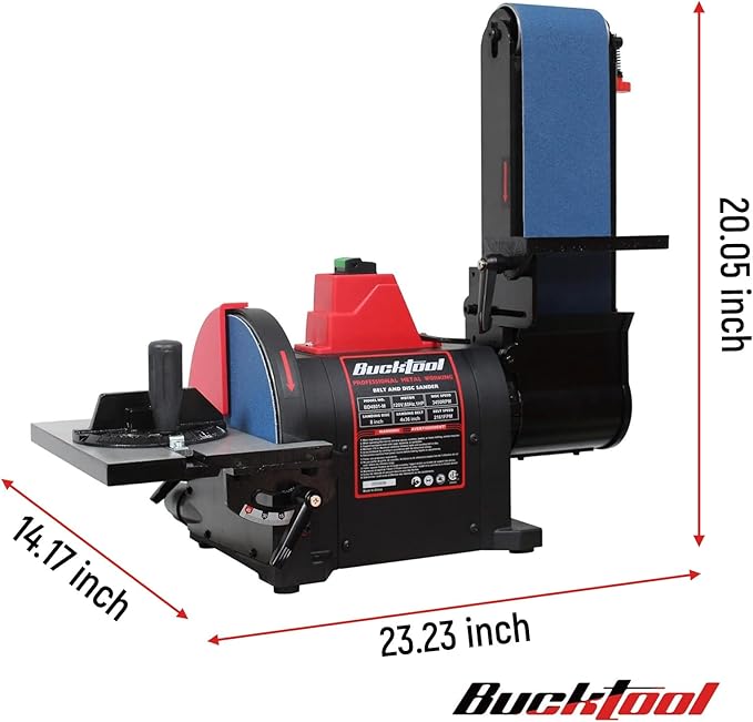 BUCKTOOL Pro 1HP Bench Belt Sander for Metal Working, 4 x 36 in Belt and 8 in Disc Sander with 1HP Direct-drive Motor, Benchtop for Metalworking, BD4801-M