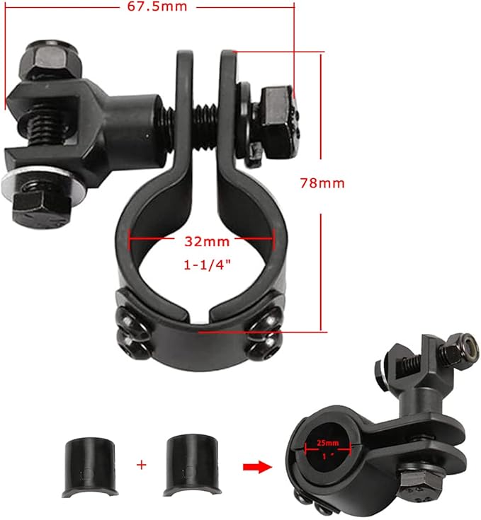 Motorcycle Footpegs 32mm Highway Crash Bar For Foot Peg Clamps Engine Guard Mounts Adapter For Fit Honda Suzuki Kawasaki Yamaha Harley Davidson, Black