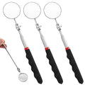 3PCS Telescoping Inspection Mirror, 28.35 Inch Extendable Mirror for Checking Observing Vehicle Small Parts, Inspection Tool with Long Hamdle (Black)