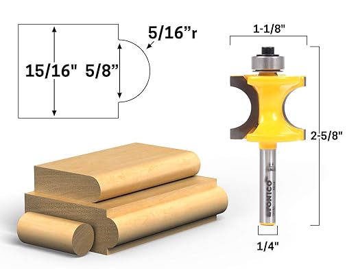 YONICO Bullnose Router Bits 5/8-Inch Bead 1/4-Inch Shank 13116q