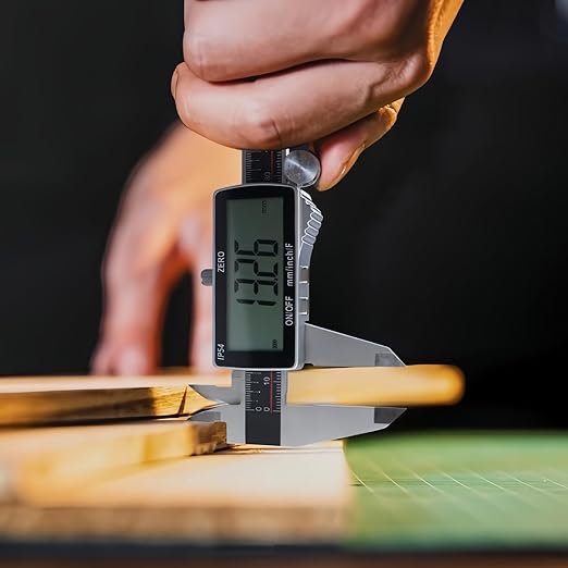 GODESON Digital Caliper,IP54 Caliper Measuring Tool-Stainless Steel & Large LCD Screen, Rechargeable Digital Micrometer display Inch/Metric/Fractions, 6 Inch Digital calipers-Absolute Scale & Auto-Off