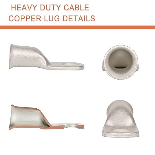 4 Pack 1/0 AWG 3/8 & 1/0 AWG 5/16 Lugs Tinned Copper Terminal Marine Battery Welding Lugs Terminal Connectors with 8 Pieces Ratio 3:1 Dual Wall Adhesive Heat Shrink