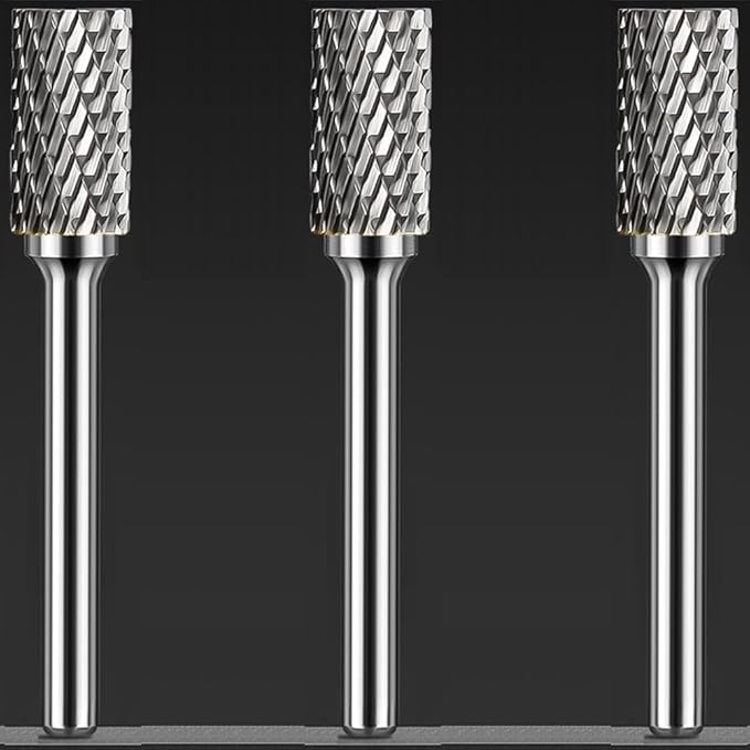 Carbide Burr Set 1/4" Shank SB-3 Die Grinder Bits Tungsten Double Cut Burr Bits (3/8" Cutter Dia X 0.79" Cutter Length) for Die Grinder Kits Metal Grinding Drilling Polishing (3pcs)