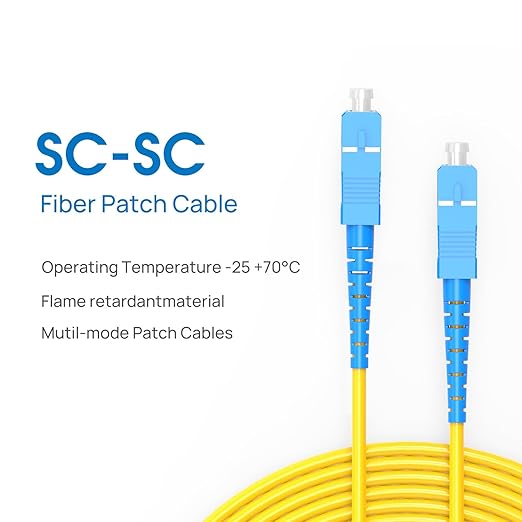 3m(9.84ft) OS2 SC/SC to SC/SC Fiber Patch Cable Single Mode Fiber,9/125µm OD 3.0mm Cable Diameter Fiber Optic Cable