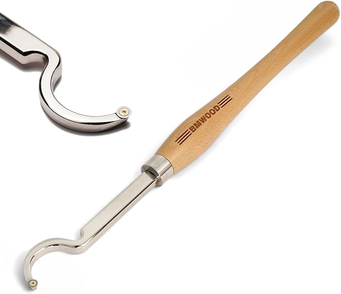 Hollowing Tool Overall length 22 1/2" Carbide Tipped Large Curved For Woodturning，Beech handle length: 15 1/2", Tool bar length: 7", with 8.9 * 2mm-30°TCT ROUND BLADE