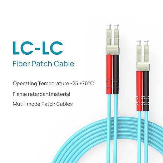 Fiber Patch Cable,10G/Gigabit Fiber Optic Cables with LC to LC Multimode OM3 Duplex 50/125 OFNP 5M（1Pack