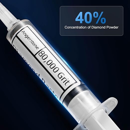 Angerstone 40% Concentration Diamond Polishing Compound Kit of 10 Lapping Compound 80,000 to 450 Grit, Professional Stropping Compound for Metal Jewelry Glass Resin Marble Watch Diamond Paste