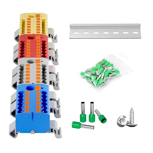 4Pcs KV225G DIN Rail Terminal Blocks, 6-Pole 1 in 12 Out Push-in Wire Connector/Splitter, 690V 24A